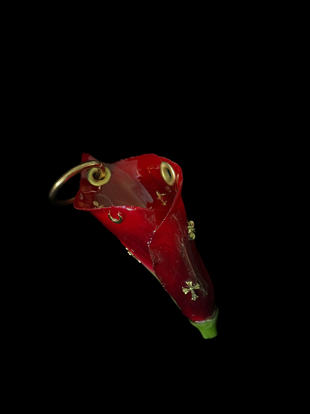 Red Calla Lily with Gold Hardware
