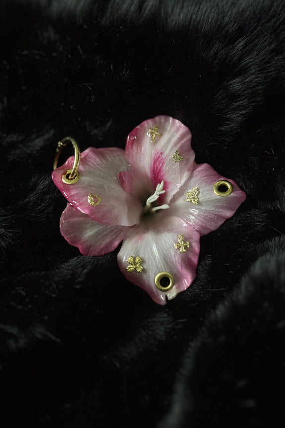 Pink Hibiscus with Gold Hardware