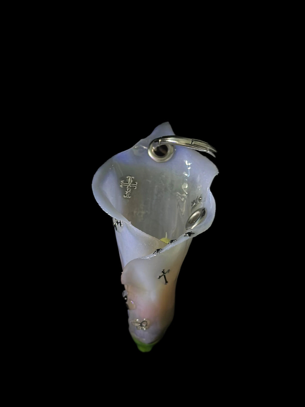 Beige Pierce Calla Lily with Silver hardware