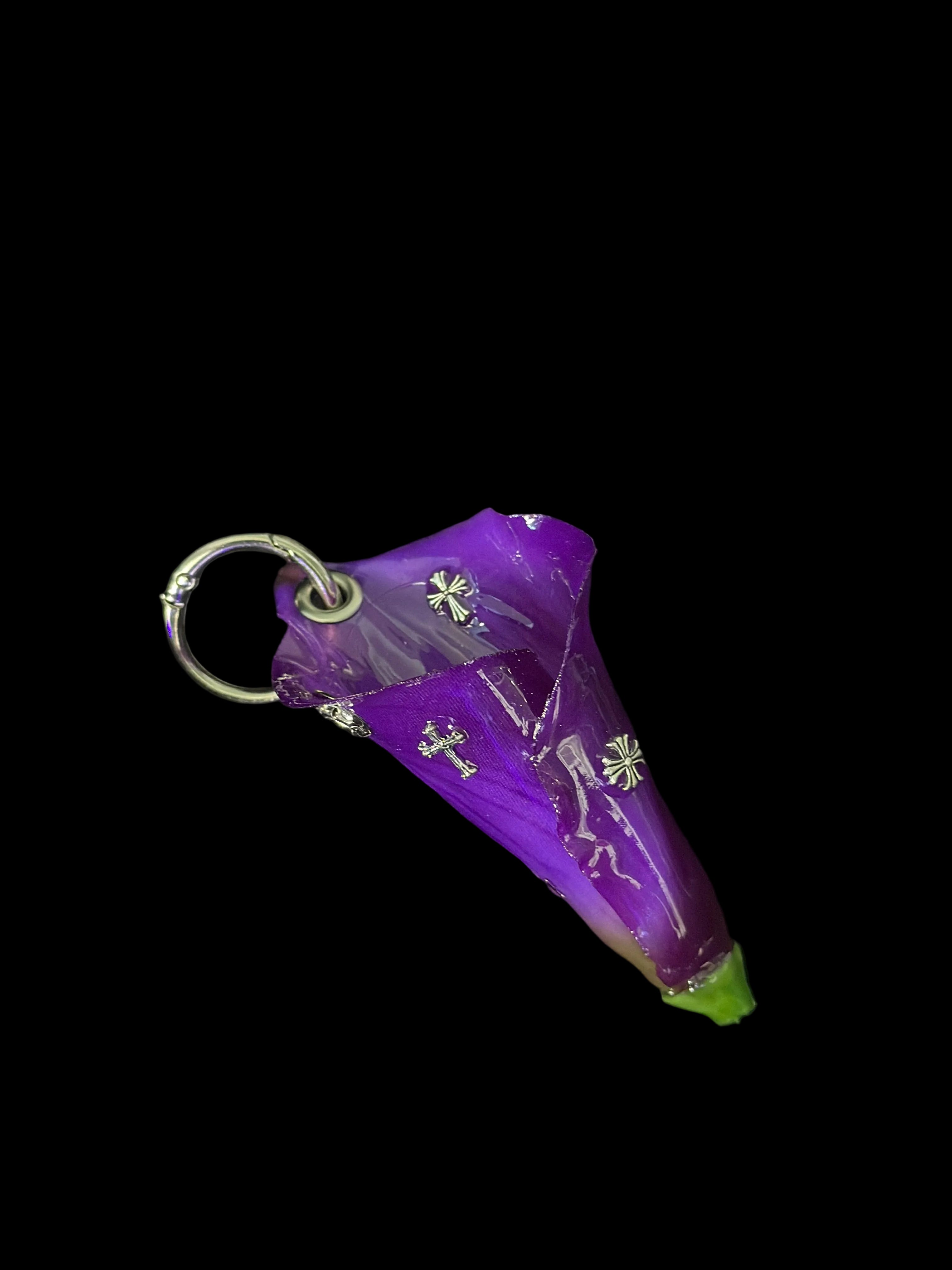 Purple Pierced Calla Lily with Silver Hardware