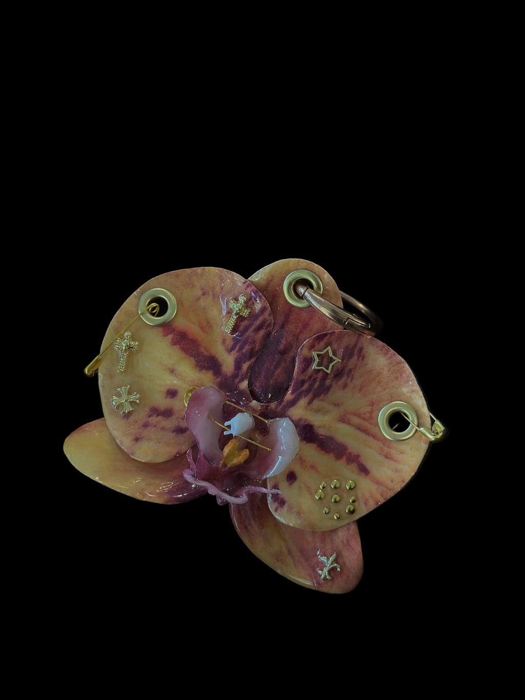 Orange/Purple Orchid with Gold Hardware