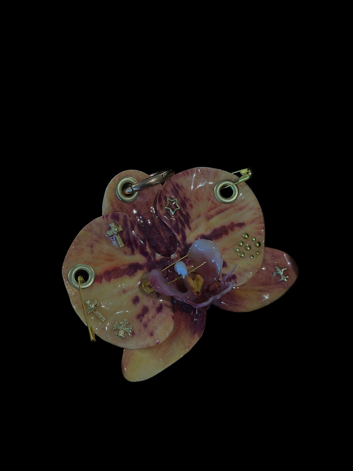 Orange/Purple Orchid with Gold Hardware