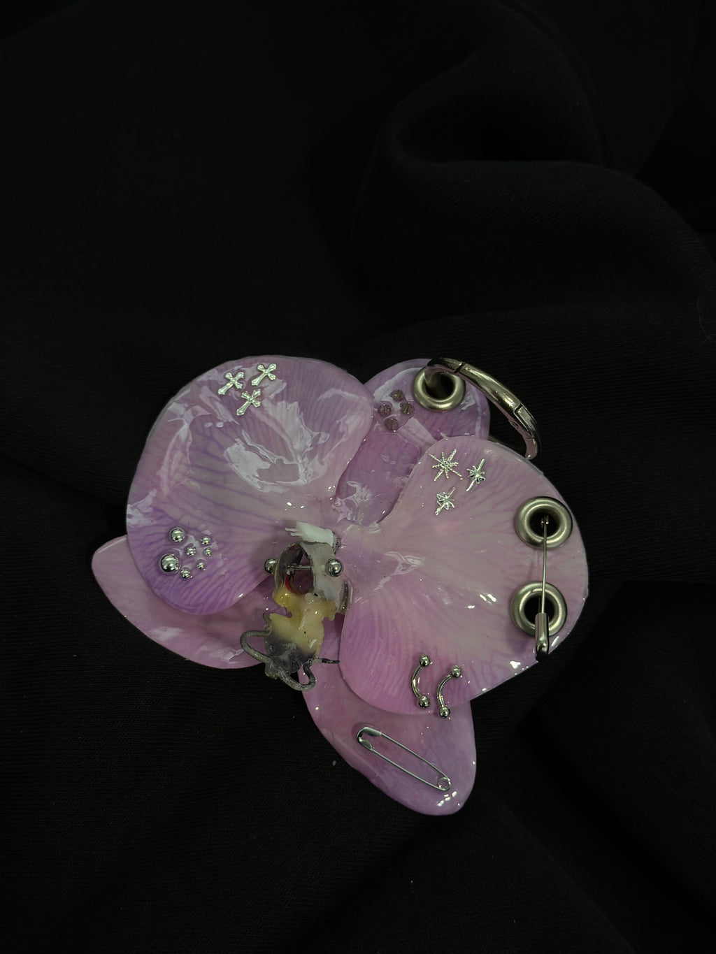 Purple Pierced Orchid with Silver Hardware
