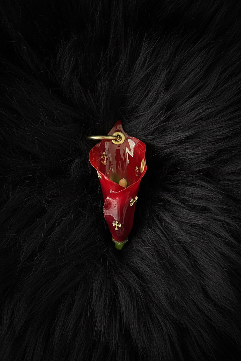 Red Calla Lily with Gold Hardware
