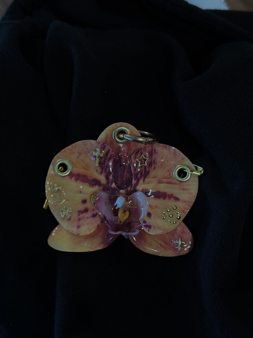 Orange/Purple Orchid with Gold Hardware