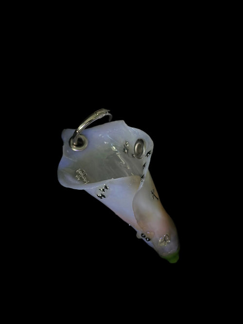 Beige Pierce Calla Lily with Silver hardware