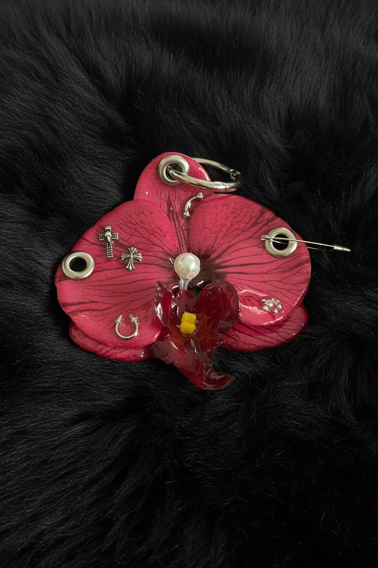 Burgundy Pierced Orchid With Hardware