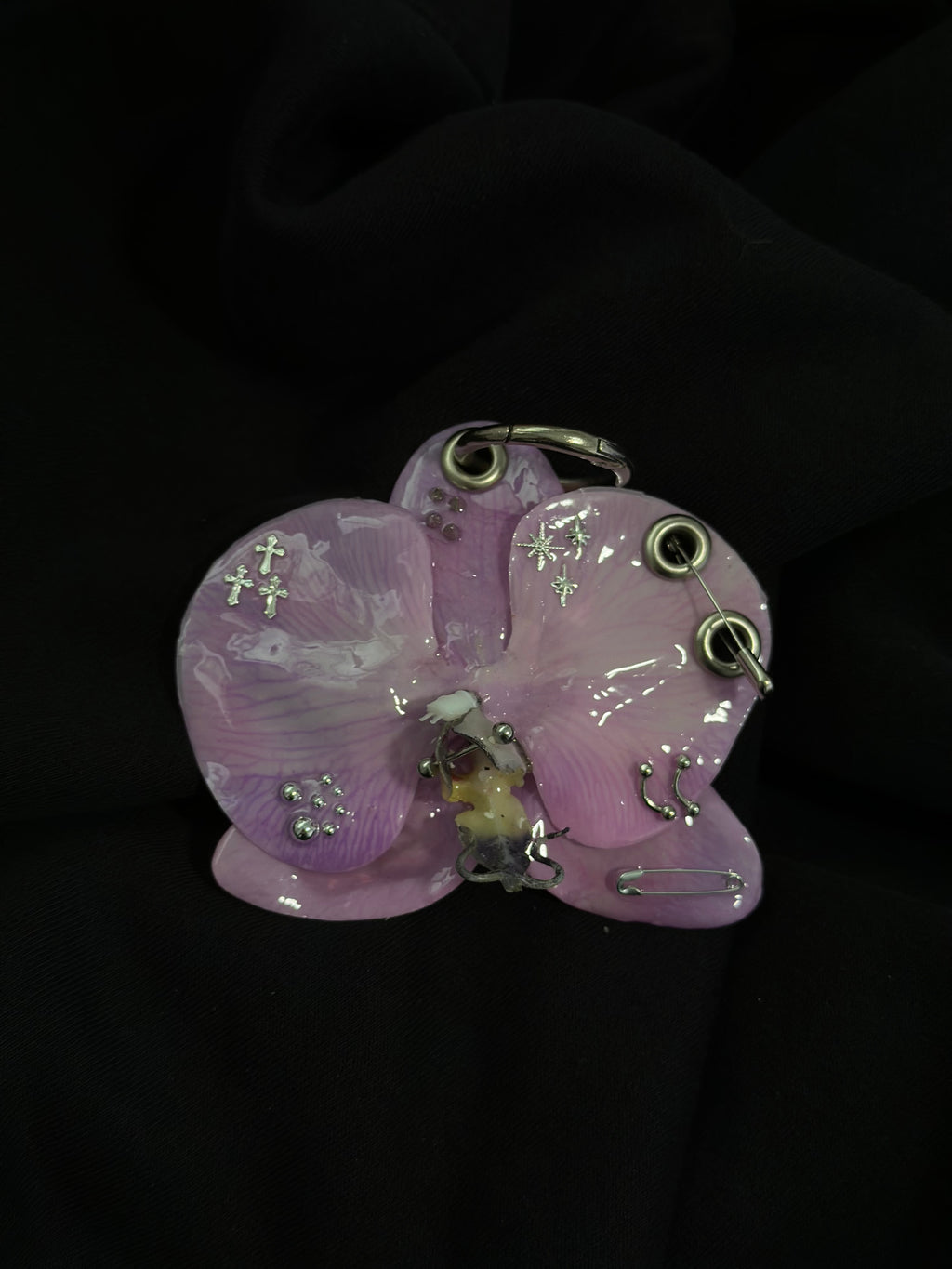 Purple Pierced Orchid with Silver Hardware