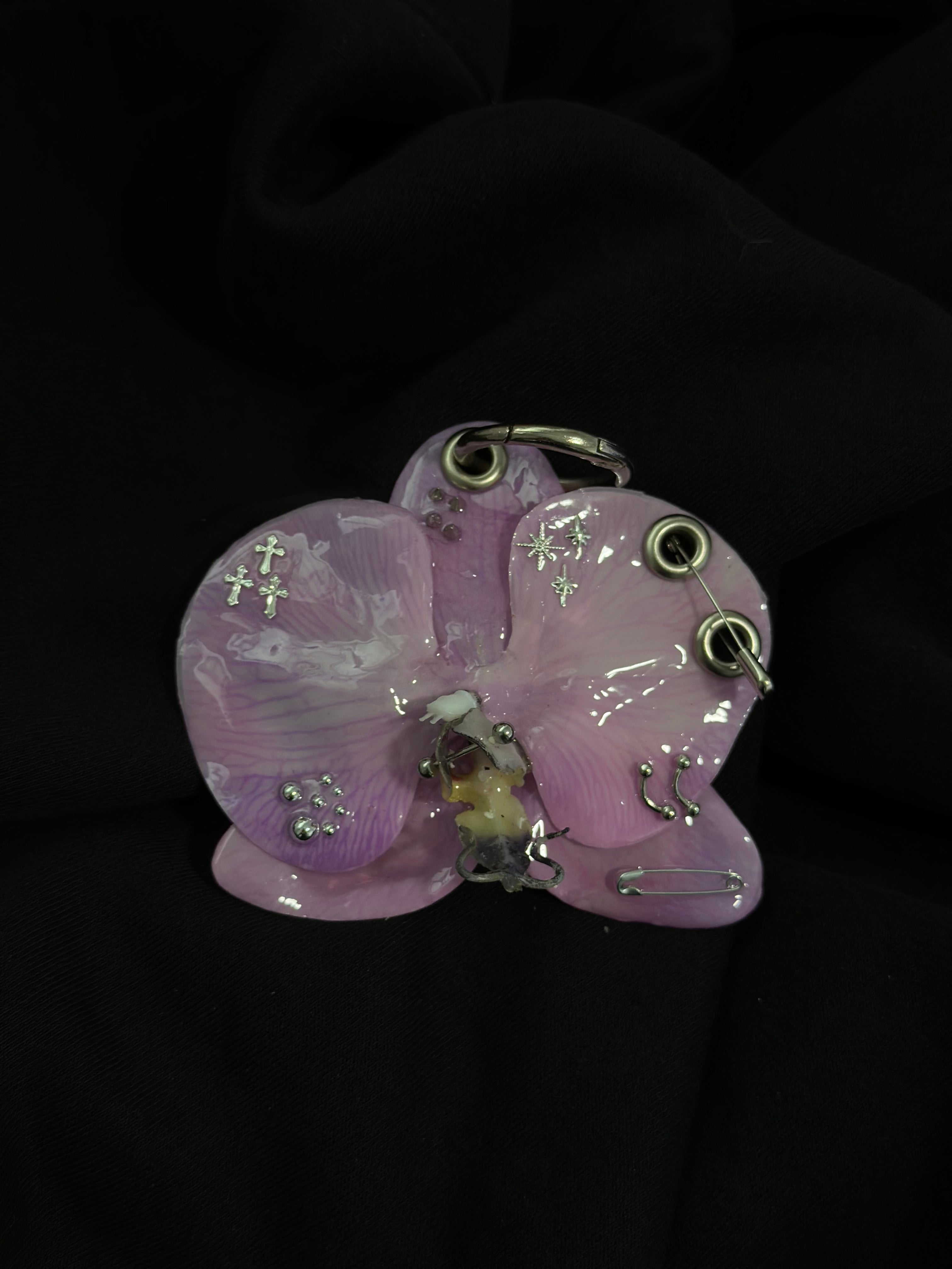 Purple Pierced Orchid with Silver Hardware