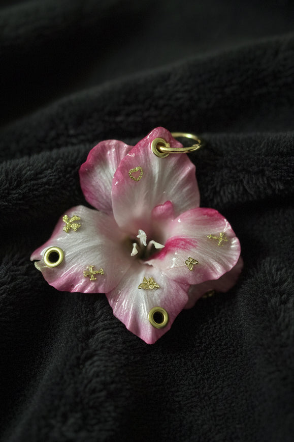 Pink Hibiscus with Gold Hardware