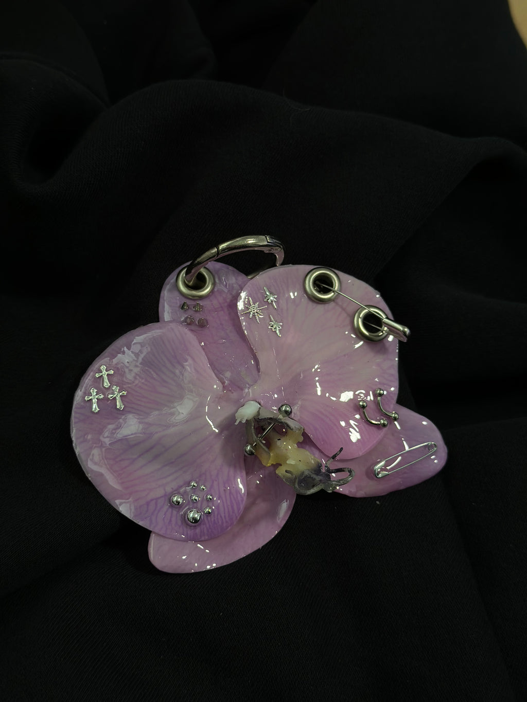 Purple Pierced Orchid with Silver Hardware
