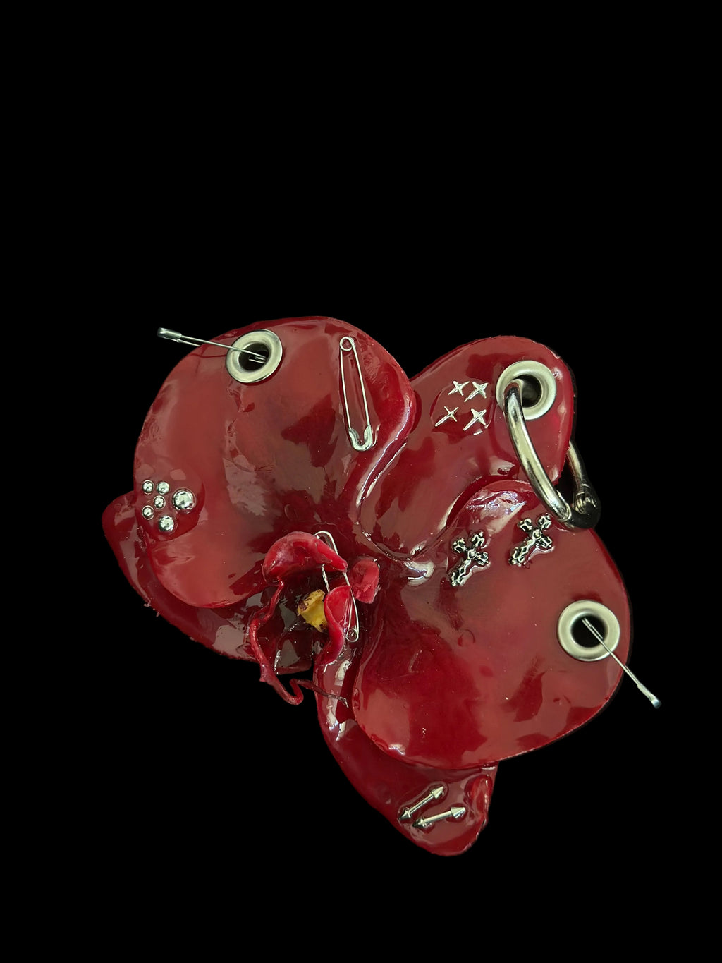 Burgundy Pierced Orchid with Hardware