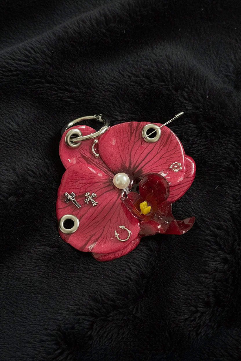 Burgundy Pierced Orchid With Hardware