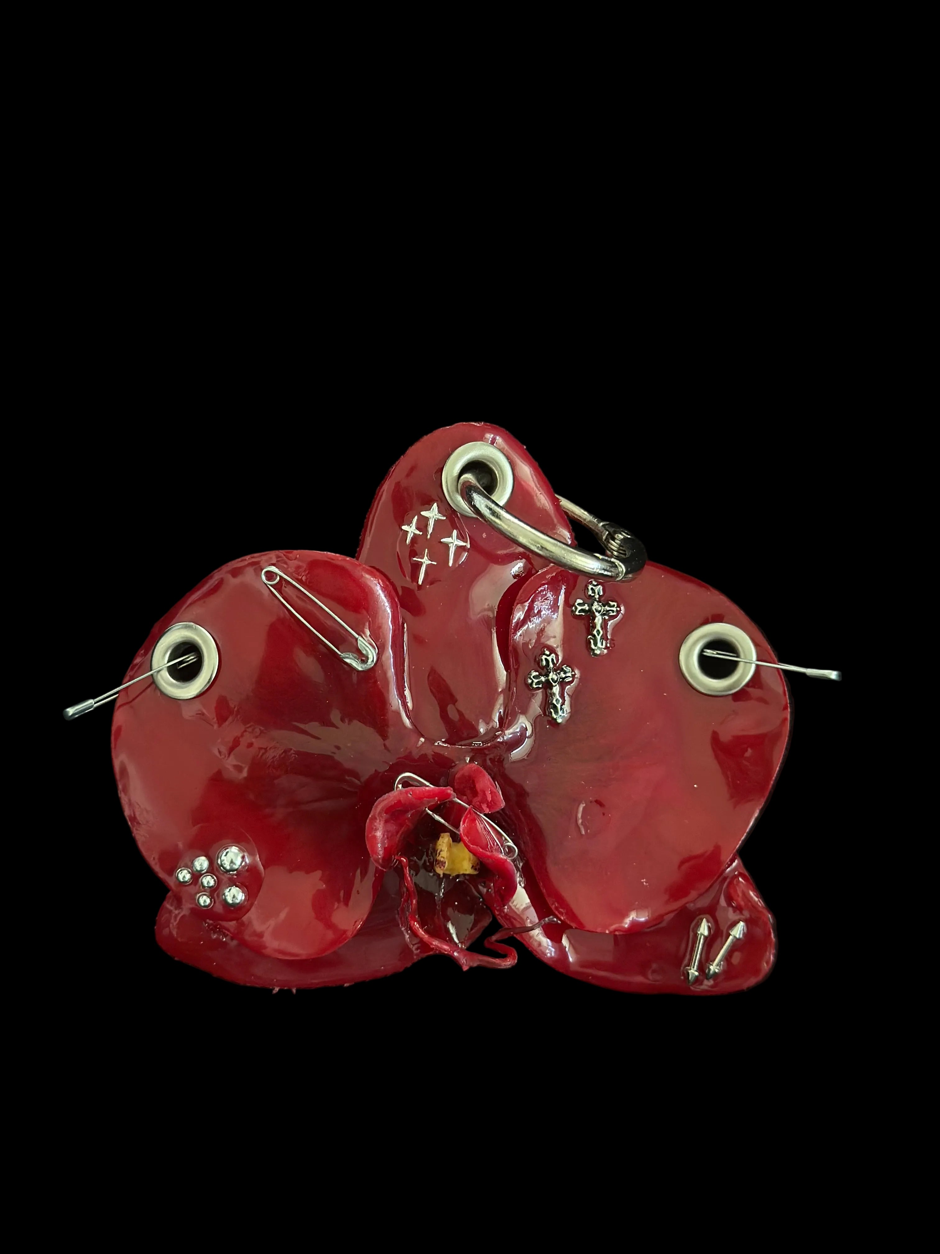 Burgundy Pierced Orchid with Hardware