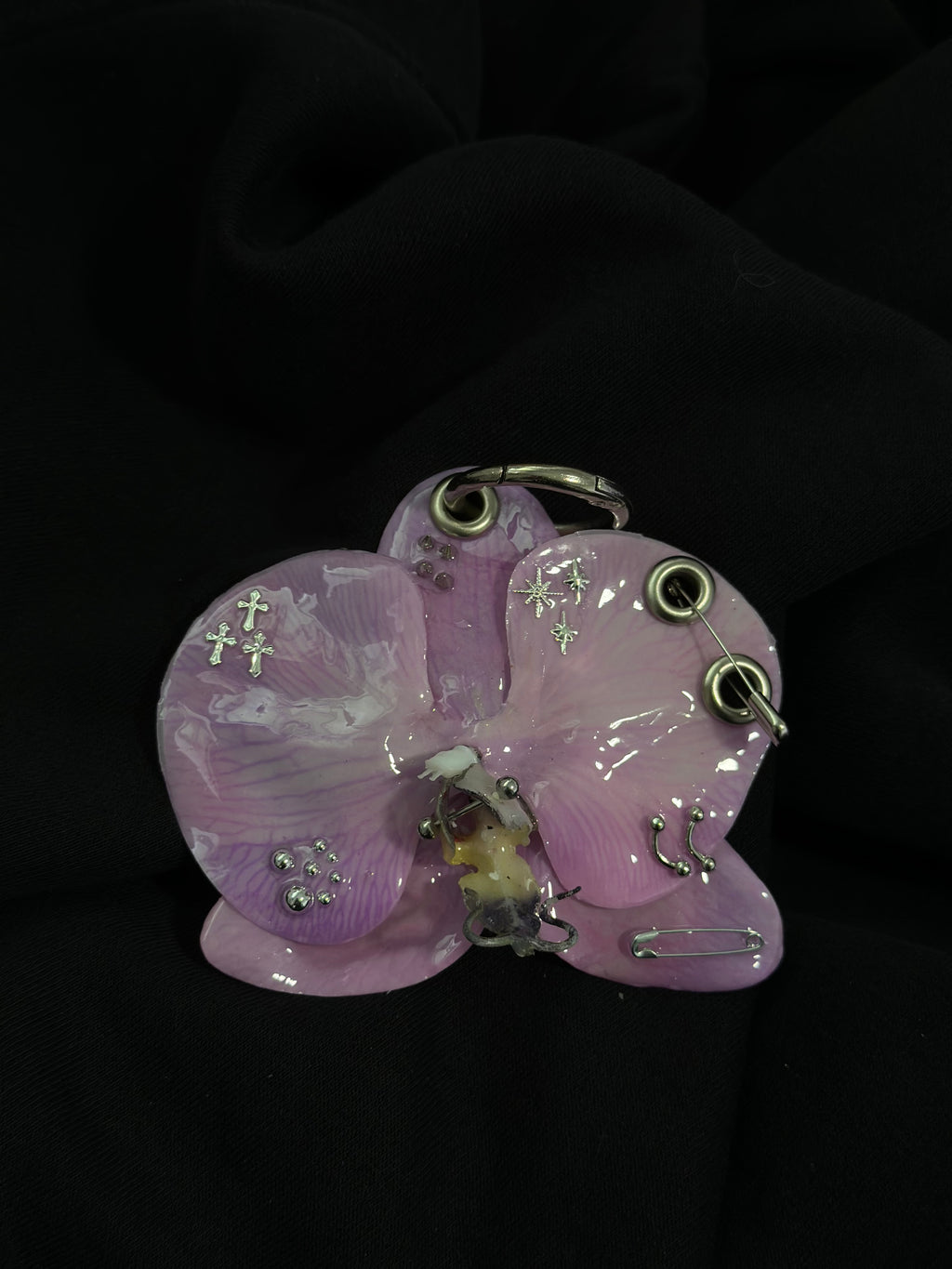 Purple Pierced Orchid with Silver Hardware