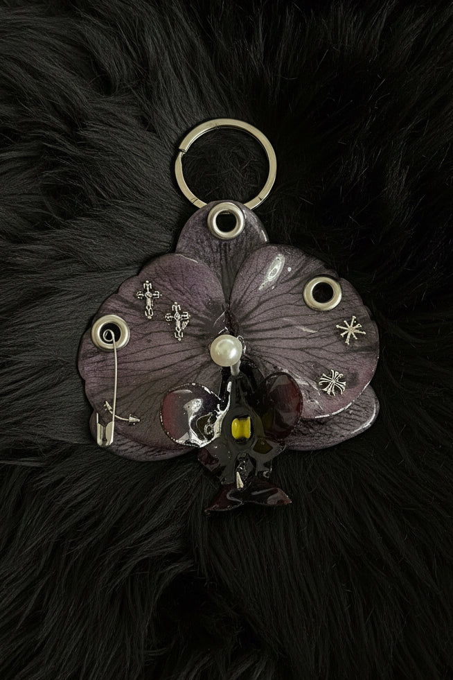 Black Pierced Orchid with Hardware