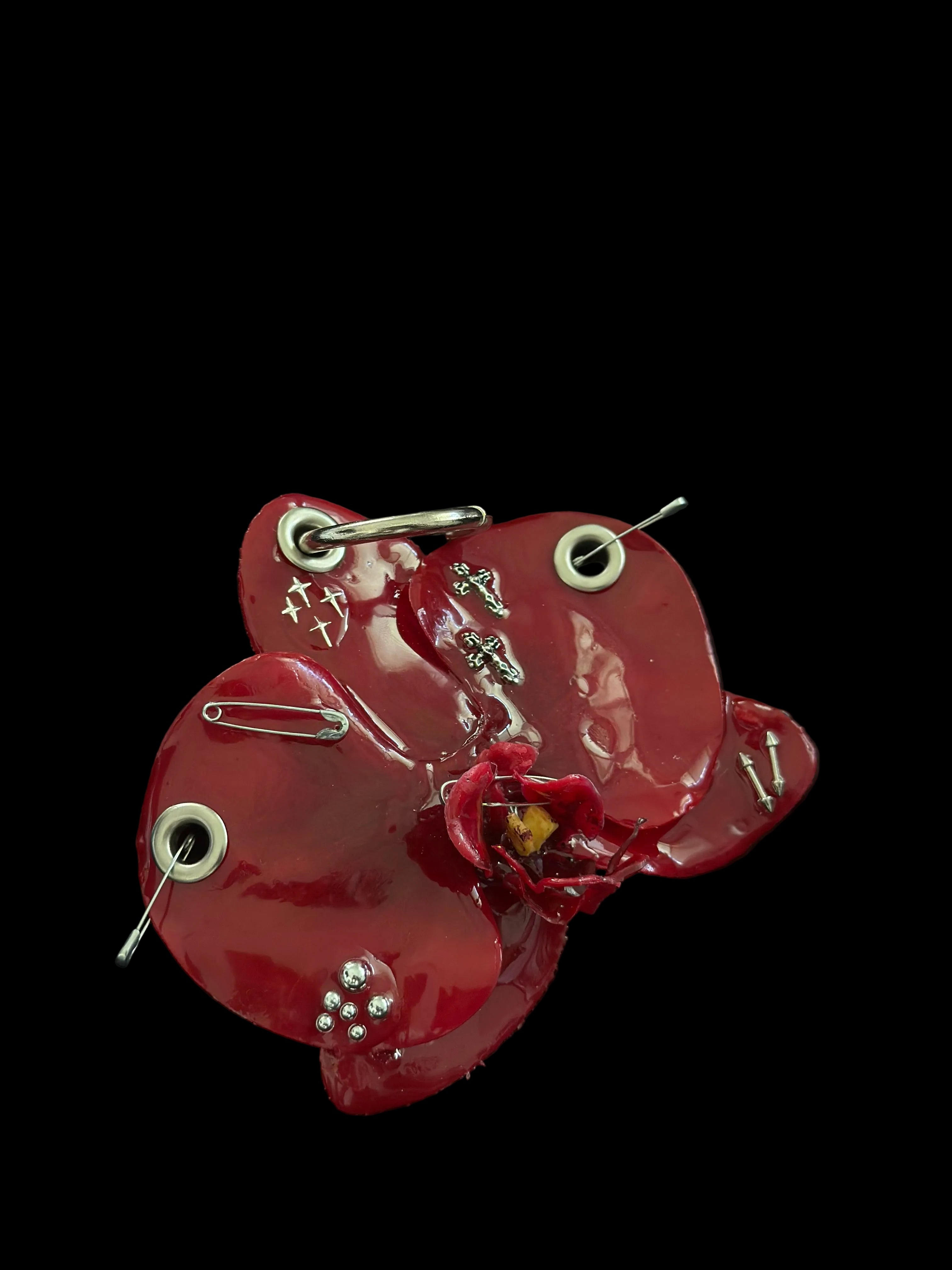 Burgundy Pierced Orchid with Hardware